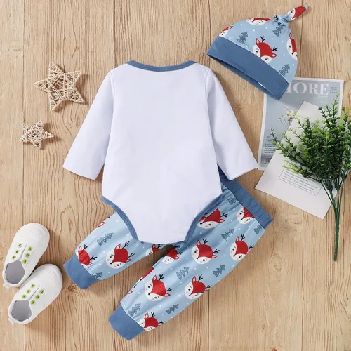 Vista 3 de Dimoybabe Conjunto de ropa para bebé recién nacido 3 piezas mameluco de manga larga pantalones sombrero