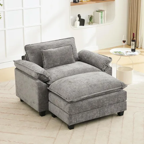 Vista 16 de Oprisen Sofá Seccional Modular, Cómodo Cloud Couch Sofá Seccional, Sofá Cama de Chenilla con Asiento Profundo con Almohadas Decorativas para Sala