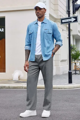 Vista 3 de COOFANDY Pantalones deportivos de algodón para hombre, pantalones de descanso con parte inferior abierta, pantalones ligeros casuales con bolsillos