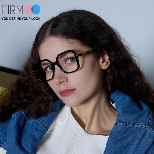 Vista 3 de Firmoo Lentes de bloqueo de luz azul para mujeres/hombres, antifatiga ocular, lentes de computadora con marco cuadrado Negro