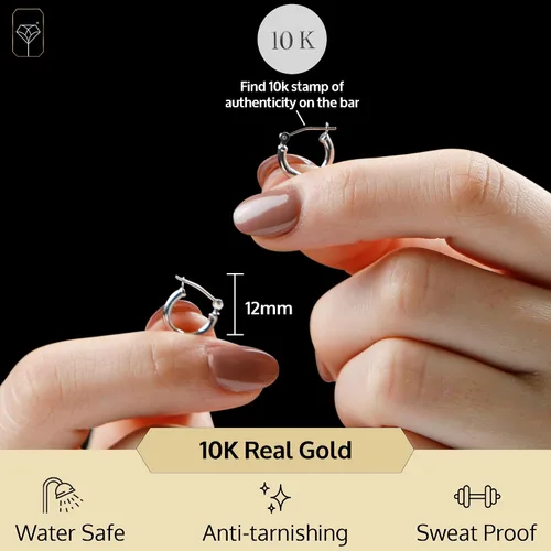 Vista 2 de Solid 10K or 14K Gold 12MM to 50MM Hoop Earrings for Women 10K oro blanco