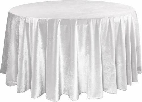 Vista 15 de YOUR CHAIR COVERS - Mantel redondo de terciopelo de 120 pulgadas - Mantel de lino negro para mesas redondas estándar