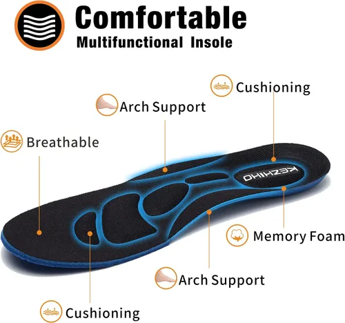 Vista 6 de Kezhiho Tenis de trabajo con punta de acero para hombre y mujer, amarillos, ligeros, transpirables, antideslizantes, construcción indestructible