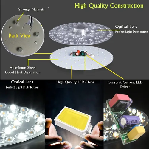 Vista 4 de Kit de luz LED de 15 W de repuesto para ventilador de techo de montaje empotrado, panel de tablero de reequipamiento del motor LED, 4500K