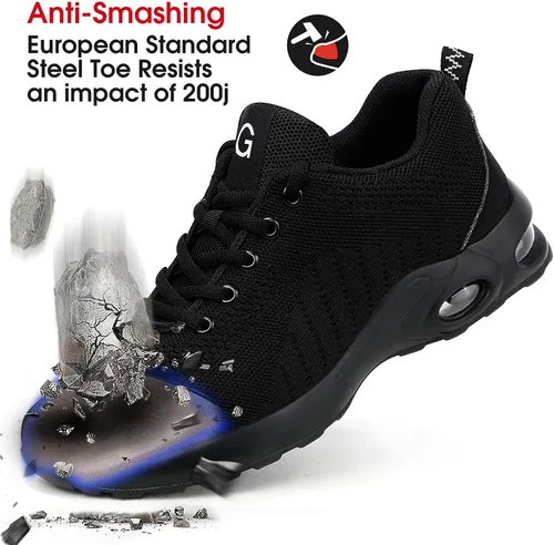 Vista 2 de Tinefiy Steel Toe Shoes for Women Lightweight Safety Shoes Air Cushion Comfortable Slip Resistant Indestructible Womens Puncture Proof Work Sneakers