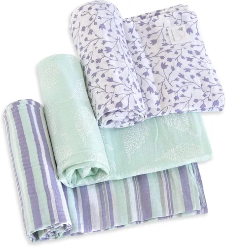 Vista 6 de Burt's Bees Baby - Mantas de muselina de algodón para bebé, paquete de 3, multiusos, ligeras y transpirables, 100% algodón orgánico