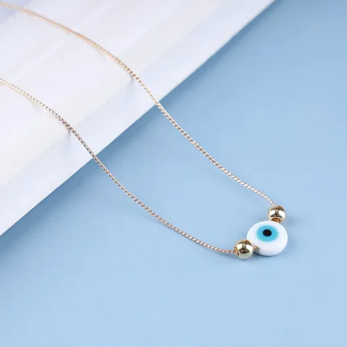 Vista 4 de YienDoo Gargantilla bohemia contra el mal de ojo, collar pequeño de protección contra el mal de ojo, collar con dije de ojo azul turco, gargantilla
