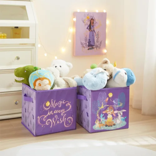Vista 25 de Idea Nuova Baby Shark - Cubitos de almacenamiento plegables, juego de 2, 10 x 10 pulgadas, color azul y amarillo