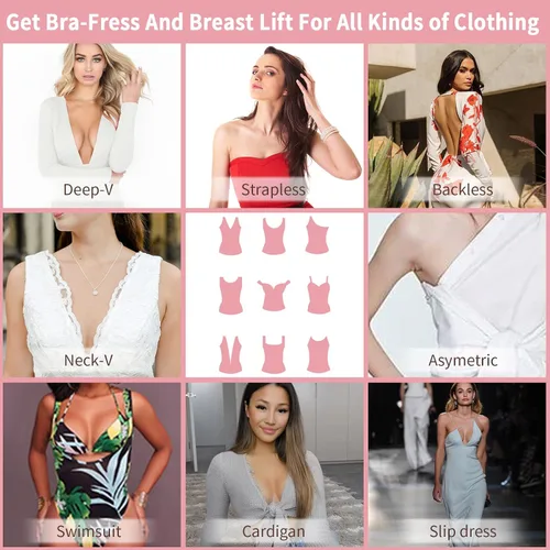 Vista 5 de Deilin Boob Tape Boobytape Breast Lift Tape 2 Pcs Petal Nipple CoverBob Tape Fit for Any Type of Clothing and A-D Cup