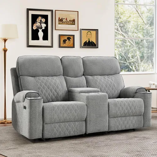 Vista 19 de HAOMARKETS Silla reclinable eléctrica para adultos con puerto USB, sofás reclinables eléctricos de tela suave con portavasos de metal, sillas