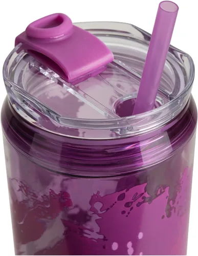 Vista 4 de COOL GEAR Paquete de 3 vasos modernos de 22 onzas con popote reutilizable, apto para lavavajillas, apto para vasos, a prueba de derrames, vaso