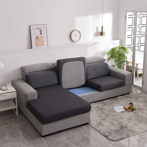 Vista 12 de Protege el cojín del sofá, funda de asiento de silla/sofá biplaza, protectores de cojín de alta elasticidad, poliéster y elastano, protege el cojín