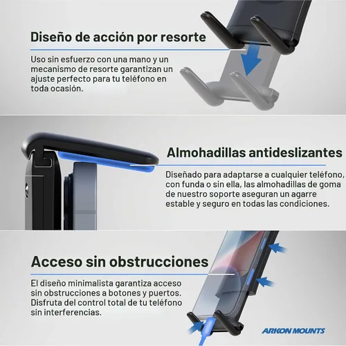 Vista 3 de ARKON Soportes – Soporte para teléfono de coche Agarre seguro Resistente Soporte de teléfono de coche con base de taladro Soporte
