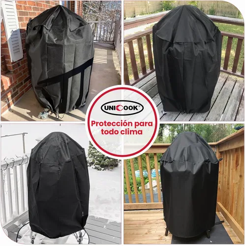 Vista 3 de Unicook Cubierta Redonda para Parrilla de Carboncillo Compatible con Parrilla Weber de 22 Pulgadas, Resistente al Agua, Resistente al