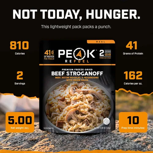 Vista 5 de Peak Refuel Beef Stroganoff - Comidas para acampar liofilizadas, carne real