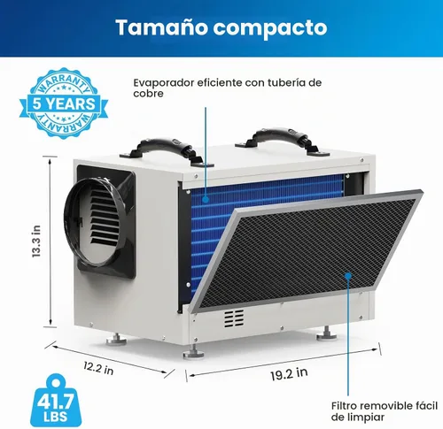 Vista 7 de BaseAire 113 Pints Crawlspace - Deshumidificador con manguera de drenaje