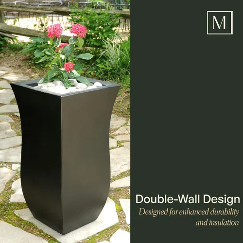 Vista 5 de Mayne Valencia - Maceta de 30 pulgadas de alto, resistente a la intemperie, para flores, diseño duradero para interiores y exteriores, para patio
