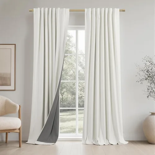Vista 38 de KOUFALL - Cortinas de medio estilo francés de lino para ventana, juego de 2 cortinas cortas de 40 pulgadas de longitud, para privacidad, cortinas