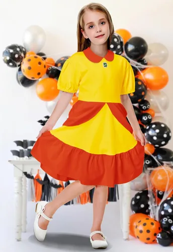 Vista 2 de Remimi Girls Princess Peach Costume Super Brother Halloween Daisy Cosplay Dress 5-14 Years