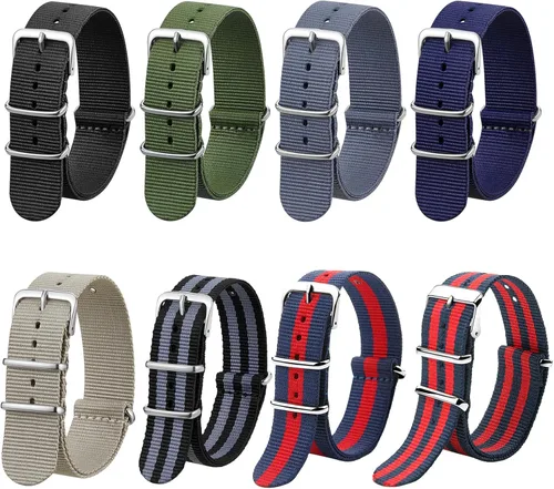 Vista 18 de Correa de Reloj de Nylon de Repuesto de Liberación Rápida con Hebilla Pesada Correas de Reloj para Hombres y Mujeres Negro Gris / Negro