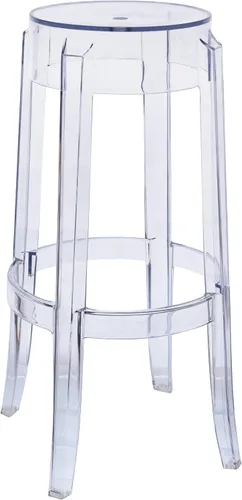 Vista 7 de LeisureMod Taburete de bar acrílico transparente Mid-Century moderno, asiento y patas de plástico para cocina y comedor, juego de 2