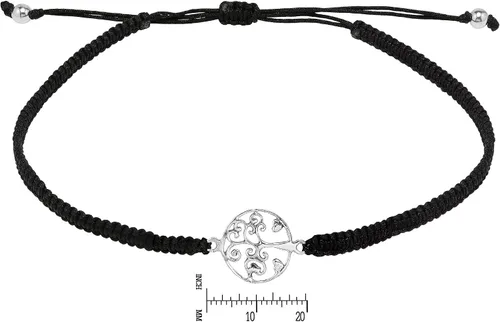 Vista 4 de AeraVida Pulsera ajustable de cuerda de algodón con dos corazones y árbol de la vida, Metal