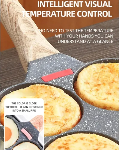 Vista 5 de Sartén antiadherente de aluminio de 4 tazas con tapa, adecuada para estufa de gas y utensilios de cocina de inducción Sartén para huevos fritos
