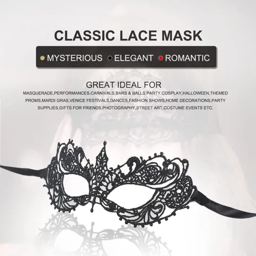 Vista 4 de MYMENU Máscaras de máscaras para mujer, de encaje, veneciano, Halloween, carnaval, para fiesta, disfraces, Mardi Gras (juego A)