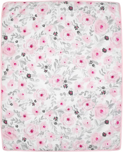Vista 3 de Bedtime Originals Juego de cama para cuna de bebé de 3 piezas con diseño floral de acuarela rosa