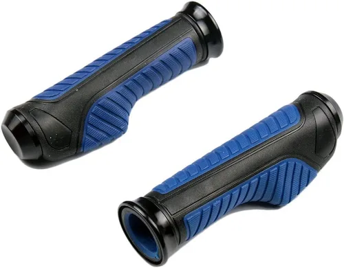 Vista 2 de Agarraderas de gel para manillar azul con tapa negra compatible con Honda Nighthawk 650 1983