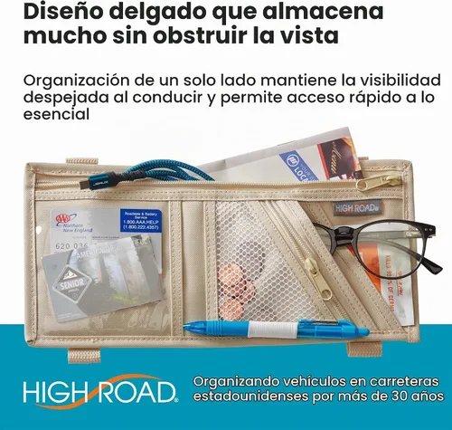 Vista 5 de High Road Organizador de visera de coche y soporte para documentos para Beige Bronceado