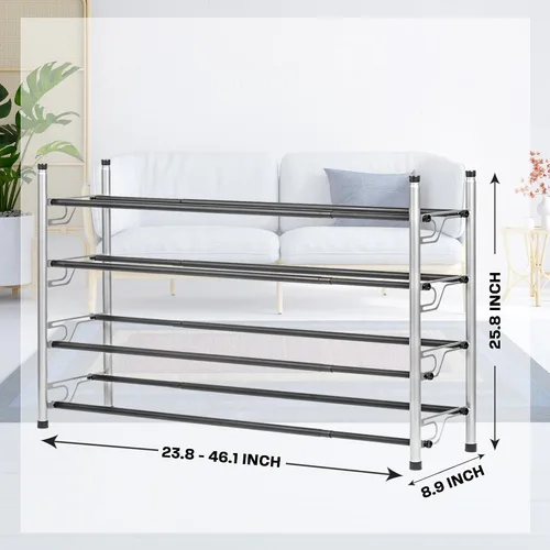 Vista 3 de USTECH Zapatero largo de 4 niveles para armario y dormitorio, estante ancho de metal resistente para almacenamiento de zapatos, organizador