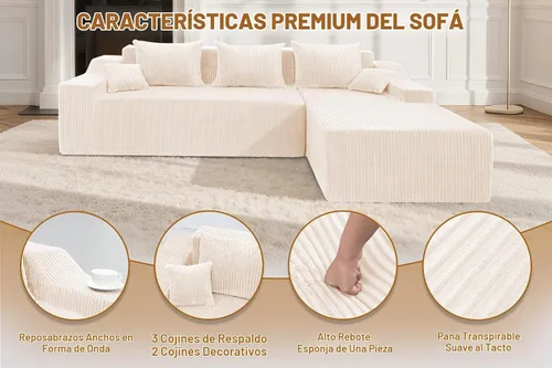 Vista 4 de HABUTWAY Sofá modular modular de 101 pulgadas con asiento profundo, moderno sofá convertible en forma de L, sofá tapizado con diván para sala