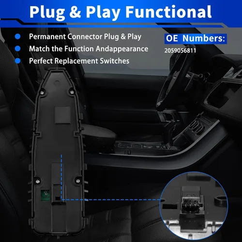 Vista 4 de Interruptor principal de ventana eléctrica para: Mercedes-Benz C300 C63s AMG 15-18 GLC300 C350e C63 AMG 16-18 C43 AMG GLC43 AMG 17-18, botón