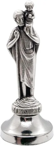 Vista 14 de VILLAGE GIFT IMPORTERS Mini estatua de santo Figuras clásicas cristianas y católicas Metal plateado Parte inferior adhesiva Decoración