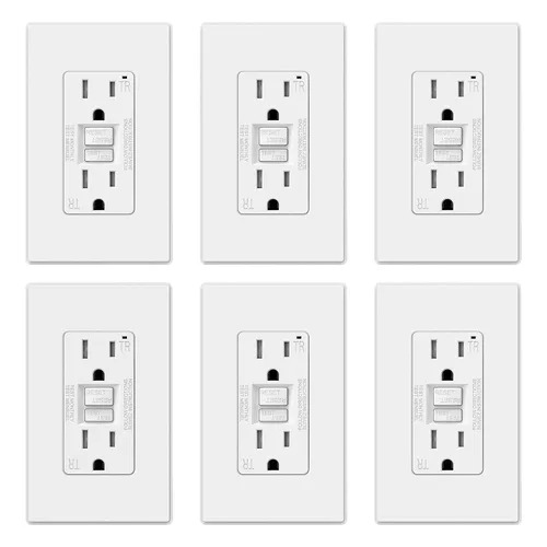 Vista 22 de ELEGRP Toma GFCI de 15 amperios, toma eléctrica GFI de autoprueba con diseño más delgado, receptáculo GFCI resistente a manipulaciones TR