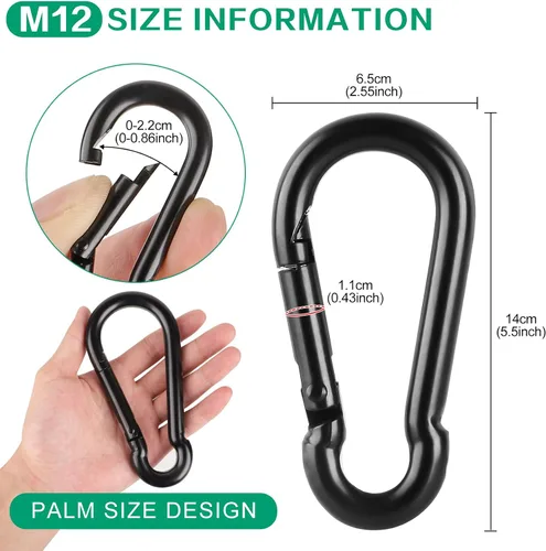 Vista 2 de Mosquetones de resorte con mosquetón, conector de cuerda resistente, clips de mosquetón pequeños de enlace rápido para interiores y exteriores