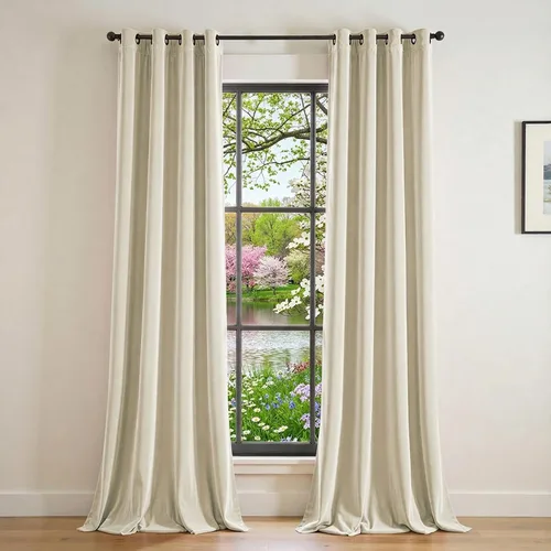 Vista 30 de Lazzzy Cortina opaca de terciopelo azul con aislamiento térmico para dormitorio, sala de estar, oscurecimiento de privacidad, cortinas de terciopelo