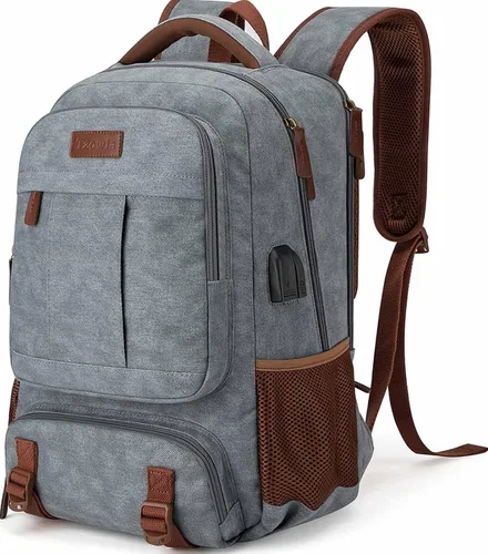 Vista 12 de Tzowla - Mochila de tela para portátil, mochila para hombres y mujeres, mochila para trabajo y viajes, compatible con portátil de 15.6 pulgadas