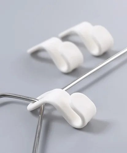 Vista 7 de 100 conectores para colgar ropa, extensores de plástico resistentes, ganchos de conexión de terciopelo, ganchos de suspensión en cascada para 100