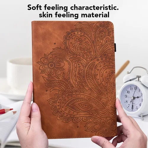 Vista 5 de Funda para Xiaomi Redmi Pad 10.61 Pulgadas 2022, Diseño En Relieve Pavo Real Floral PU Funda De Cuero Flip Stand Con Soporte De Bolígrafo Banda