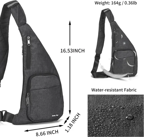 Vista 3 de Seoky Rop Bolso bandolera delgado para hombres y mujeres, ultrafino, con bolsillo personal, bolsa de hombro cruzada para viajes y correr, Gris