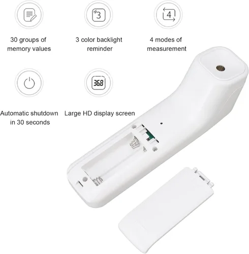Vista 4 de Termómetro infrarrojo eléctrico digital sin contacto para hospital, termómetro de frente, termómetro digital para toda la familia con lecturas