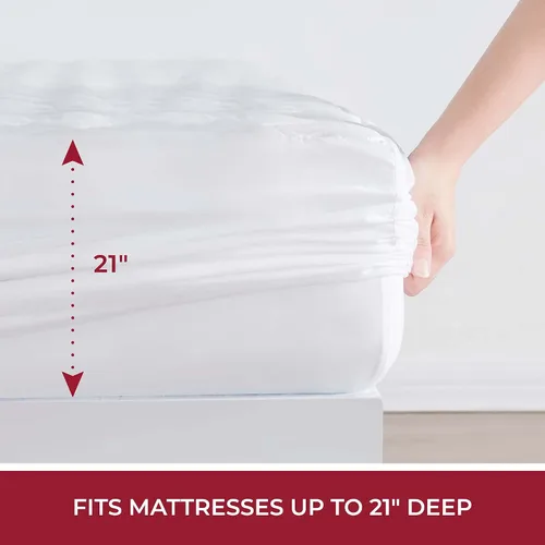 Vista 4 de Mellanni Protector de colchón impermeable – Protector de cama transpirable con bolsillo profundo de 21 pulgadas – Funda ultrasuave – Cubrecolchón