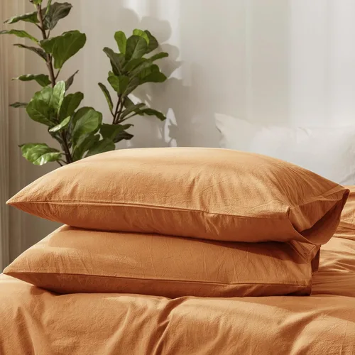 Vista 66 de MooMee Juego de 2 fundas de almohada de cuadros 100% algodón lavado con textura parecida al lino, transpirable, duradera, suave y cómoda