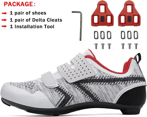 Vista 2 de ULTIANT Zapatos de ciclismo para hombre y mujer, compatibles con Peloton, zapatos de ciclismo de carretera con aspecto SPD SL Delta, zapatos