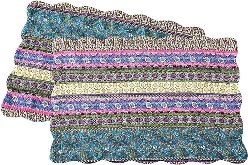 Vista 10 de NEWLAKE Fundas de almohada decorativas de algodón de estilo bohemio clásico azul (2 piezas, 18 x 18 pulgadas)