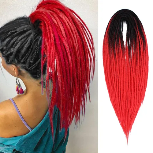 Vista 28 de Kraler Extensiones de Rastas Azules de Doble Extremo de 18 Pulgadas, 20 Hebras Sintéticas DE Extensiones de Rastas Hechas a Mano, Estilo de Rastas