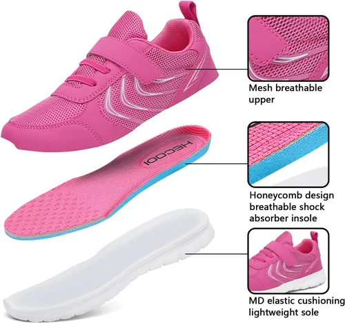 Vista 4 de hecodi Tenis deportivos para niños, ligeros, transpirables, con correa lavable, para correr, caminar