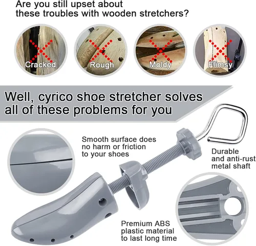 Vista 2 de cyrico Ensanchador de zapatos para hombre, ampliador de zapatos de 4 vías, forma de árbol de zapatos para pies anchos